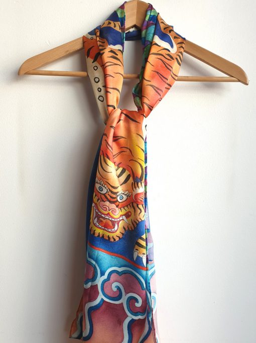 100% silk satin scarf. limited edition. Tiger design