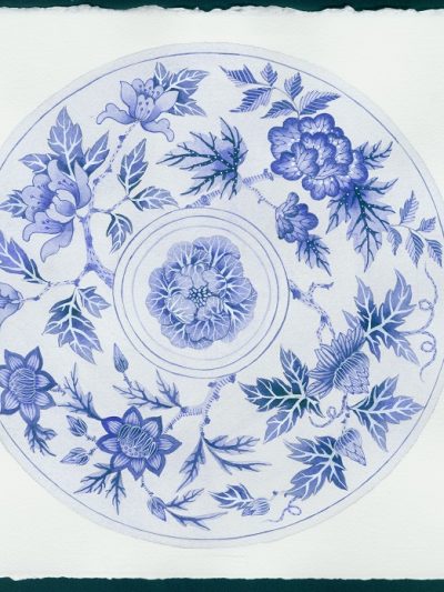 Gabby Malpas original watercolour painting: 'Blue plate 4' Copy