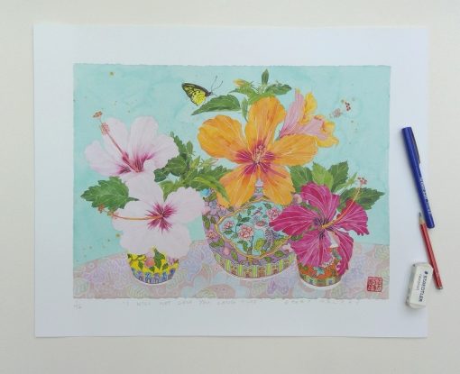 Archival limited edition print: Hibiscus: I will not love you long time: A3 size print