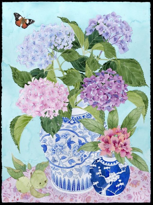 Archival limited edition print: Hydrangeas; In my mother's garden: A3 size print