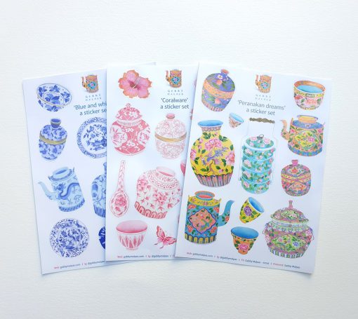 chinoiserie Gabby Malpas Set of 3 x sticker sets A4