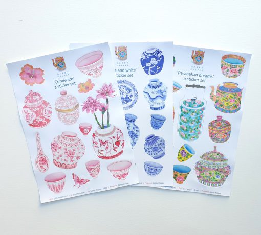 Chinoiserie and Peranakan sticker sheets set of 3 A5 size
