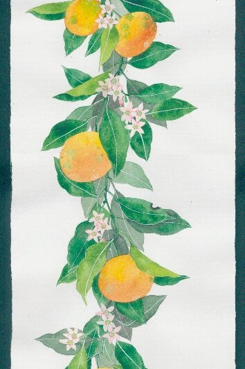 orange garland original watercolour painting