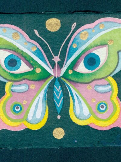 Eye butterfly tiny original work on paper by Gabby Malpas