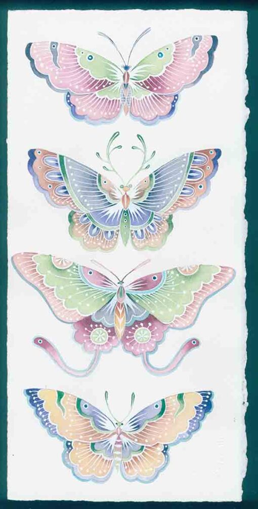 batik butterflies Watercolour and gouache on arches paper