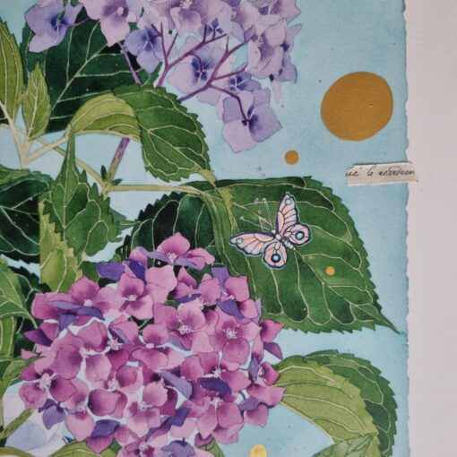 Enhanced archival one-off print: 'In my mother's garden: Hydrangeas' A3 size - Image 3