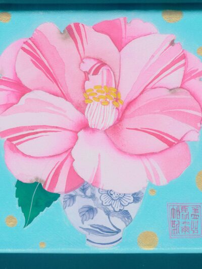 Gabby Malpas original watercolour painting: Camellia in a teacup