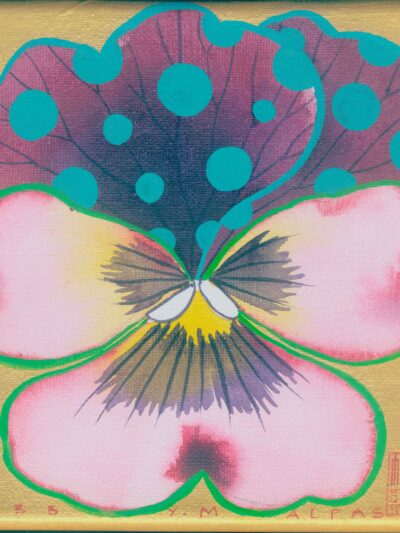 Gabby Malpas original watercolour painting: pink and plum pansy