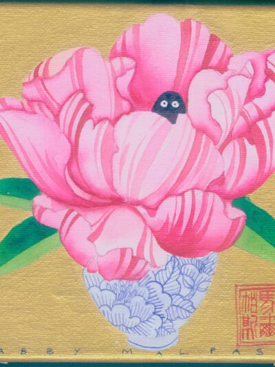 Gabby Malpas original watercolour painting: Peony with watcher